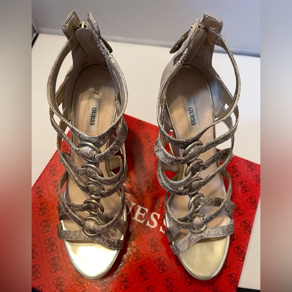 Guess Gold Multi Snake Print Platform Wedges GW BARRAN2 Size 8.5 - Picture 3 of 8